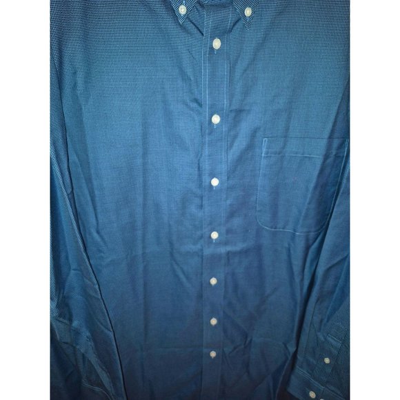 Gold Label Roundtree & Yorke Non-Iron Blue Gingham Long Sleeve Button-Down Shirt - Picture 3 of 6